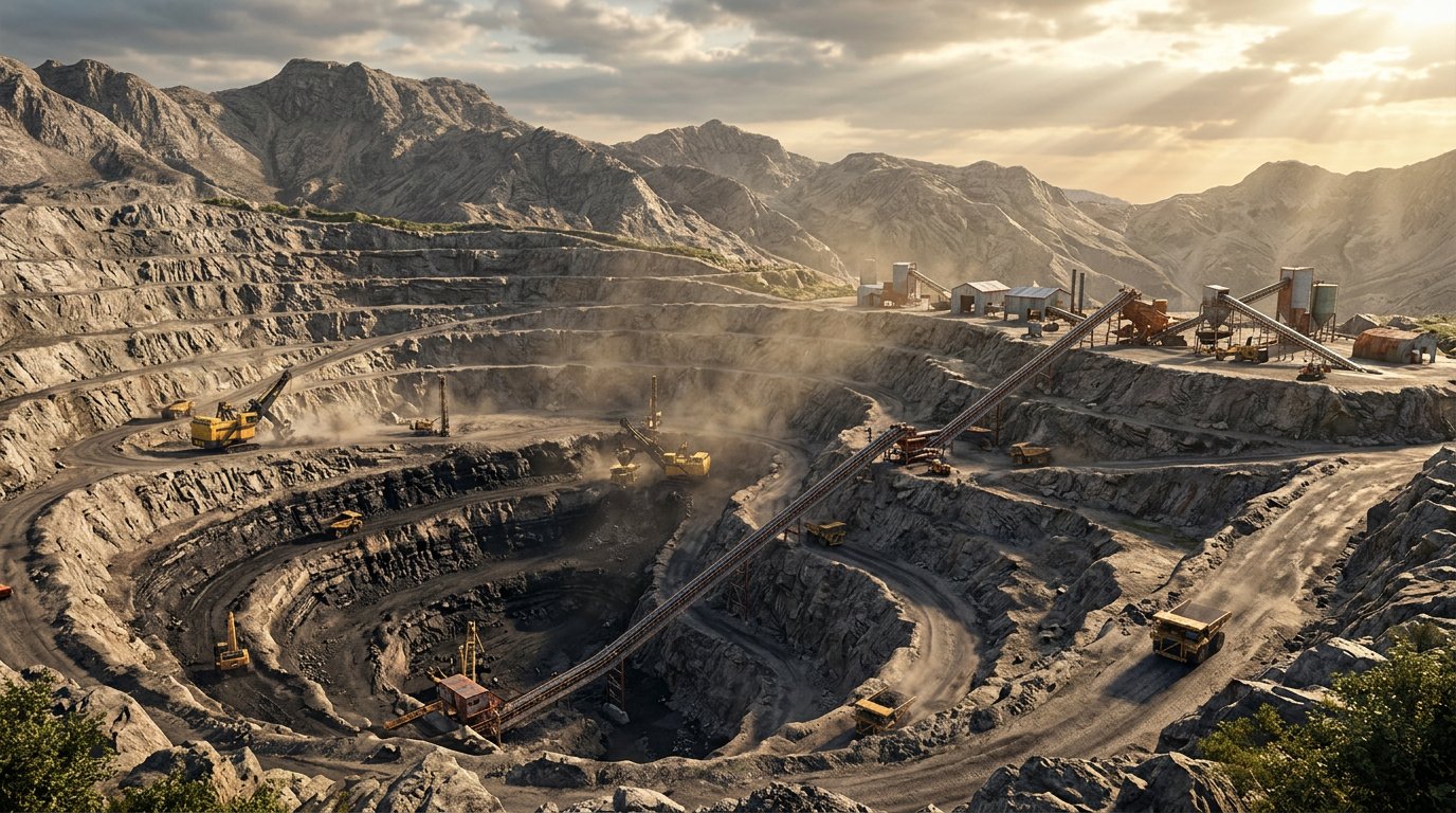 3D visualization of a mountain coal mine with terraced coal seams